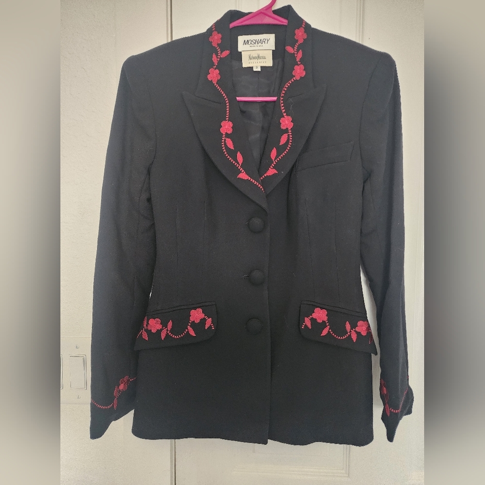 Vintage Moshary, blazer,‎ size 2, red and black, wool.